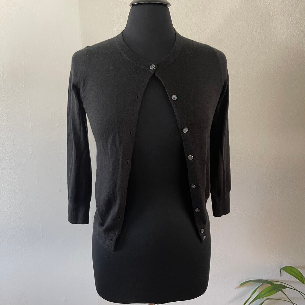J. Crew Collection Italian Cashmere Cardigan Womens XS Black Button J7505 NWT